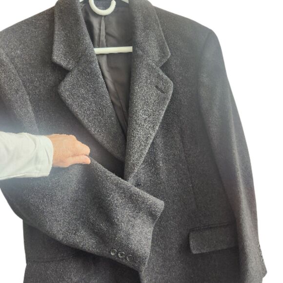 Maitland Of England-VTG-Wool/Cashmere-Charcoal Gray OverCoat-L-Old Money-Flawed - Picture 5 of 13